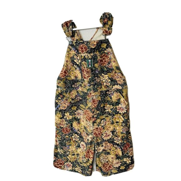 NOS Vintage Ikeda Country Floral Short Jean Bib Overalls Shortalls